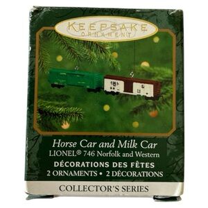 Vintage Hallmark Miniature Horse Car and Milk Car Ornaments Die-cast Metal